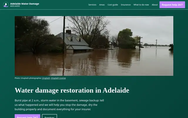 Home page of adelaidewaterdamage.com