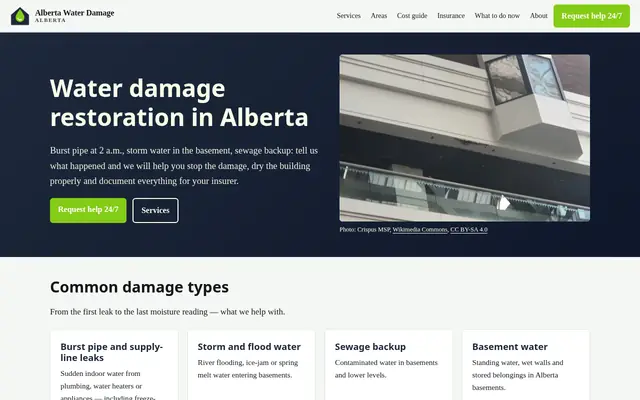 Home page of albertawaterdamage.com