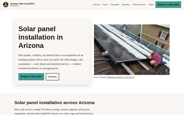 Home page of arizonasolarinstallpro.com