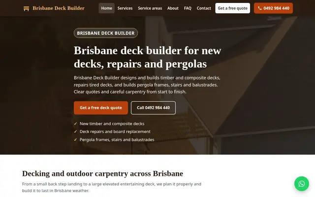 Home page of brisbanedeckbuilder.com