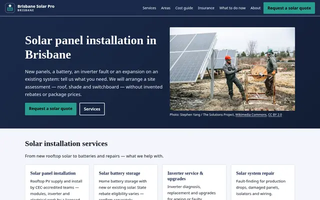 Home page of brisbanesolarpro.com