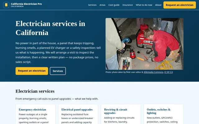 Home page of californiaelectricianpro.com
