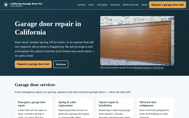 Home page of californiagaragedoorpro.com