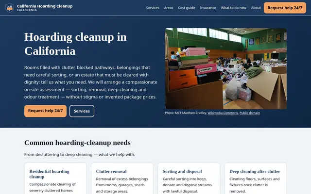 Home page of californiahoardingcleanup.com