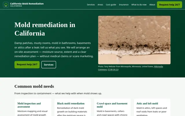 Home page of californiamoldremoval.com