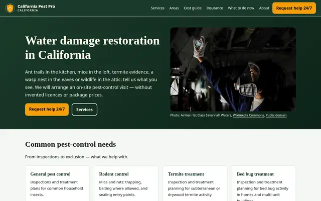 Home page of californiapestpro.com