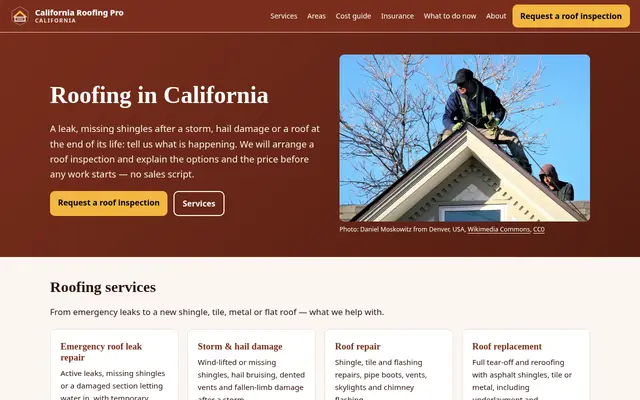 Home page of californiaroofingpro.com