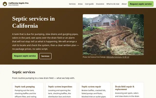Home page of californiasepticpro.com