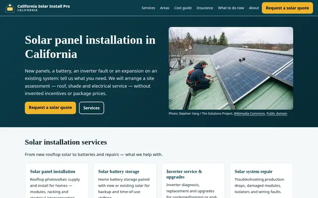 Home page of californiasolarinstallpro.com