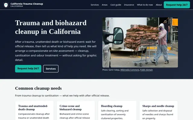 Home page of californiatraumacleanup.com