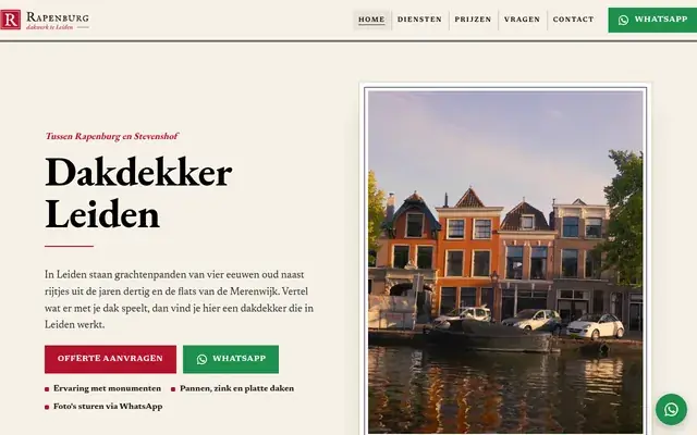 Home page of Rapenburg Dakwerk