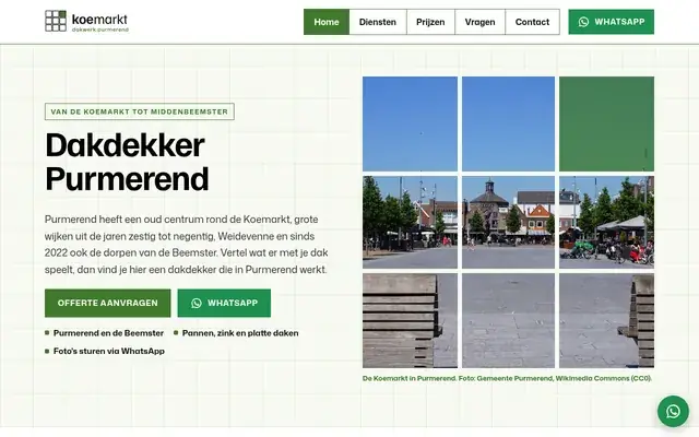 Home page of Koemarkt Dakwerk