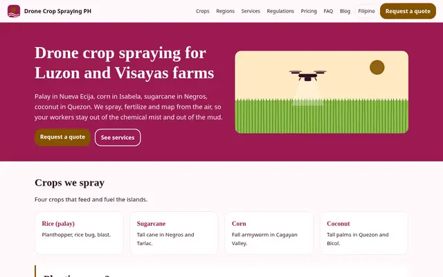 Home page of dronecropspraying.ph