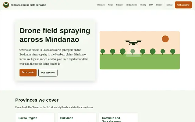 Home page of dronefieldspraying.ph