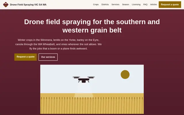 Home page of dronefieldsspraying.com