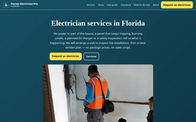 Home page of floridaelectricianpro.com
