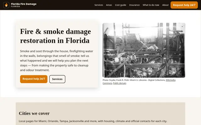 Home page of floridafiredamage.com