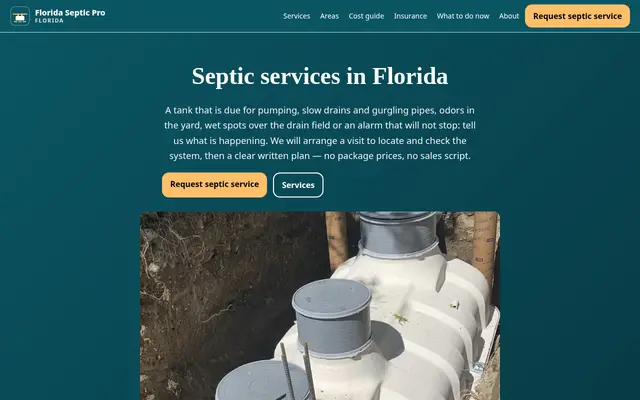 Home page of floridasepticpro.com