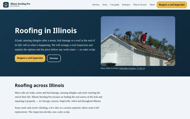 Home page of illinoisroofingpro.com