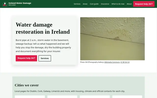 Home page of irelandwaterdamage.com