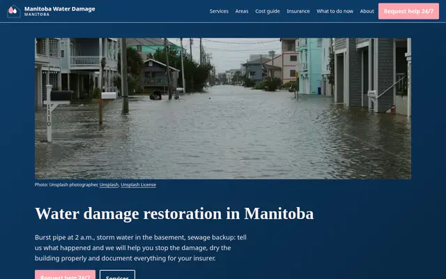 Home page of manitobawaterdamage.com