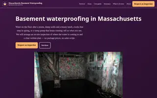 Home page of massachusettsbasementwaterproofing.com