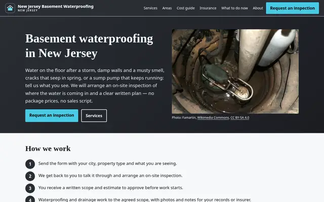 Home page of newjerseybasementwaterproofing.com