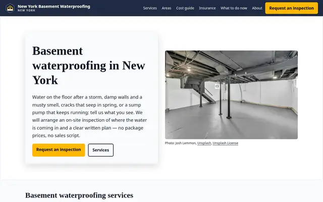Home page of newyorkbasementwaterproofing.com