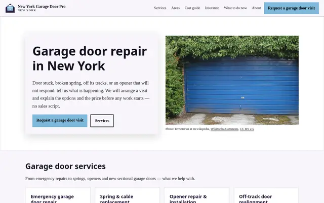 Home page of newyorkgaragedoorpro.com