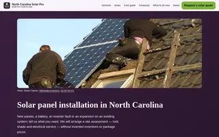 Home page of northcarolinasolarpro.com