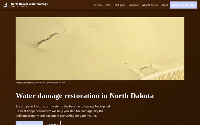 Home page of northdakotawaterdamage.com