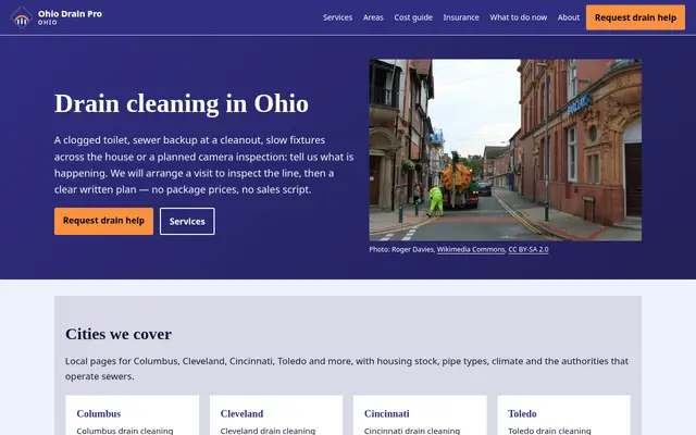 Home page of ohiodrainpro.com