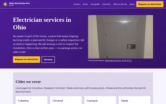 Home page of ohioelectricianpro.com
