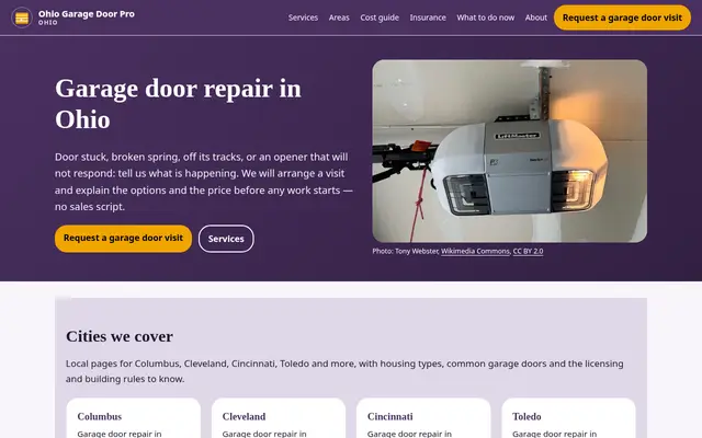 Home page of ohiogaragedoorpro.com