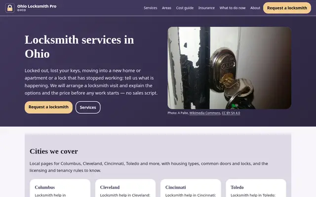 Home page of ohiolocksmithpro.com