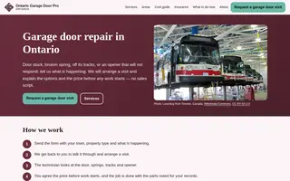 Home page of ontariogaragedoorpro.com