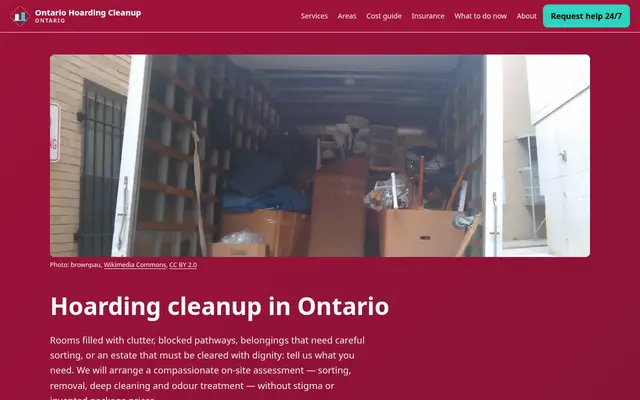Home page of ontariohoardingcleanup.com