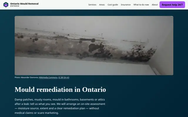 Home page of ontariomouldremoval.com