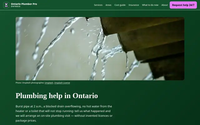 Home page of ontarioplumberpro.com