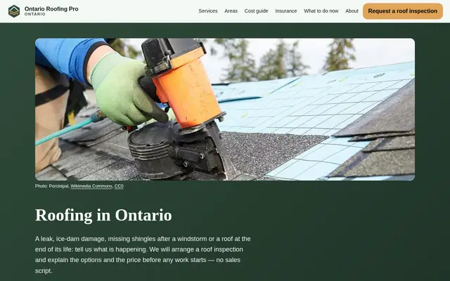 Home page of ontarioroofingpro.com