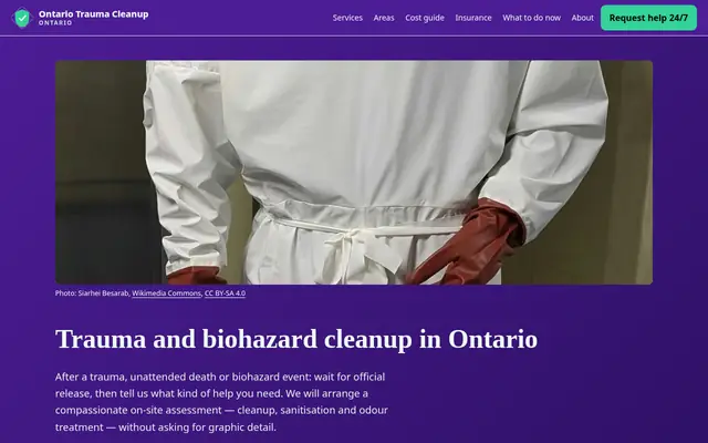 Home page of ontariotraumacleanup.com