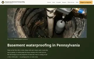 Home page of pennsylvaniabasementwaterproofing.com