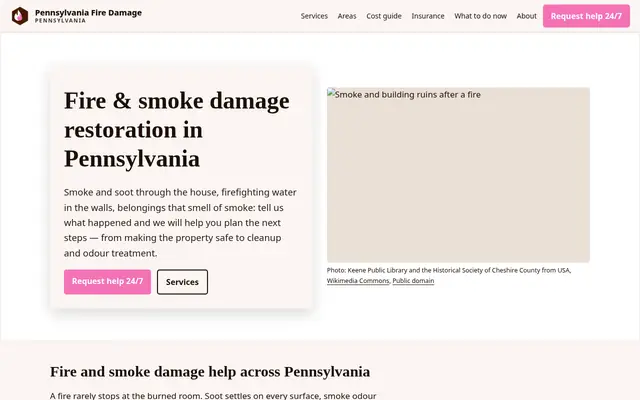 Home page of pennsylvaniafiredamage.com