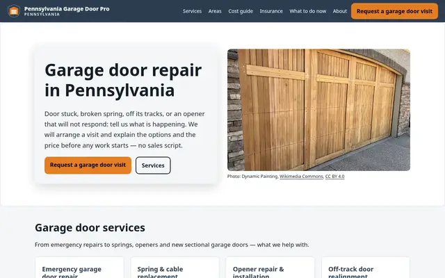 Home page of pennsylvaniagaragedoorpro.com