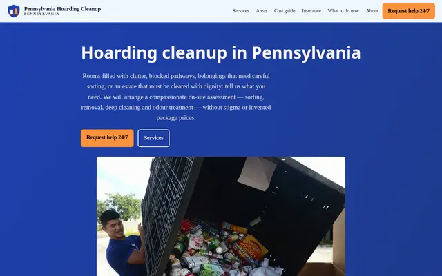 Home page of pennsylvaniahoardingcleanup.com