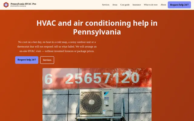 Home page of pennsylvaniahvacpro.com