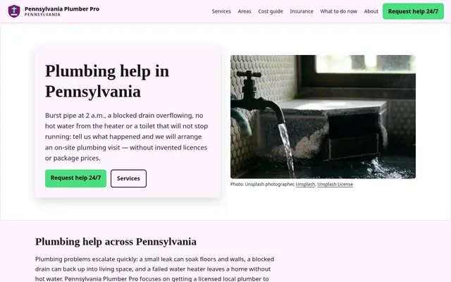 Home page of pennsylvaniaplumberpro.com