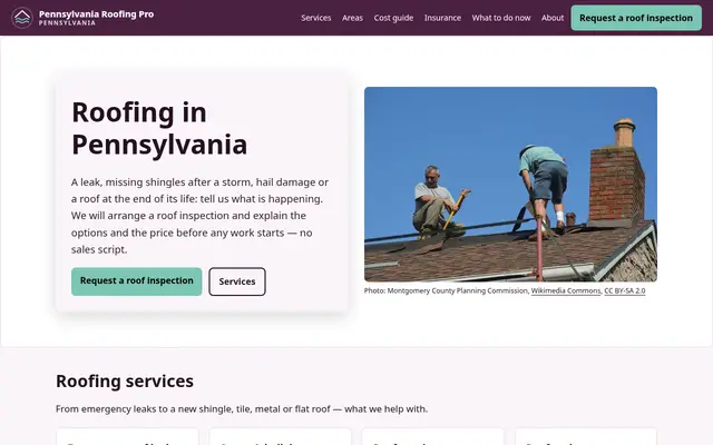 Home page of pennsylvaniaroofingpro.com