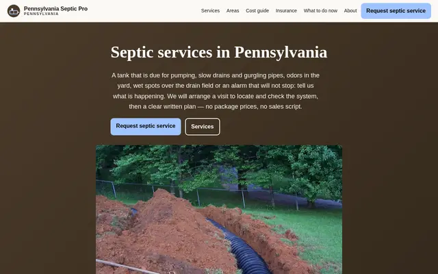 Home page of pennsylvaniasepticpro.com