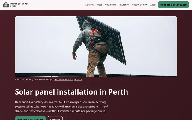 Home page of perthsolarpro.com